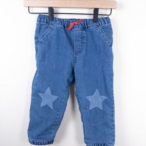 Baby Boden Joggers Kids 3-4Y Blue Star Print Lined Denim Pants